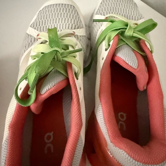 On cloudflyer Women's Sneakers in White, Gray, and Coral - Picture 5 of 7
